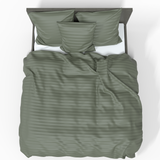 Luxuriöser Premium gestreifter Satin 100% Baumwollstoff | Olivine