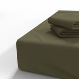 Handgefertigtes Spannbettlaken aus Baumwolle mit Gummizug | Burnt Olive