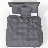 Handgefertigter luxuriöser Premium gestreifter Satin Baumwoll Bettbezug | Tornado