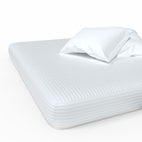 Handmade Luxurious Premium Striped Satin Cotton Fitted Sheet | White