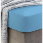 Sewn cotton fitted sheet with elastic | Alaskan blue - Cotton